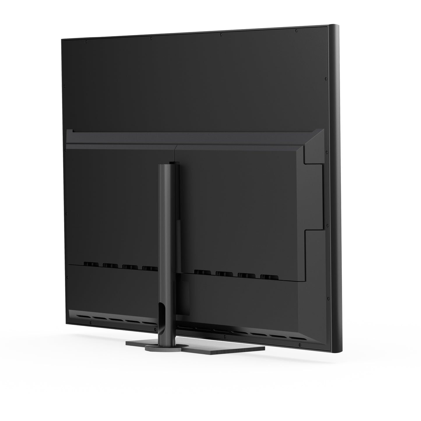 B&O Bang & Olufsen Beovision Contour in 55 Zoll in Black Anthracite smoked oak Cover auf Tischstandfuß - Ansicht von schräg hinten