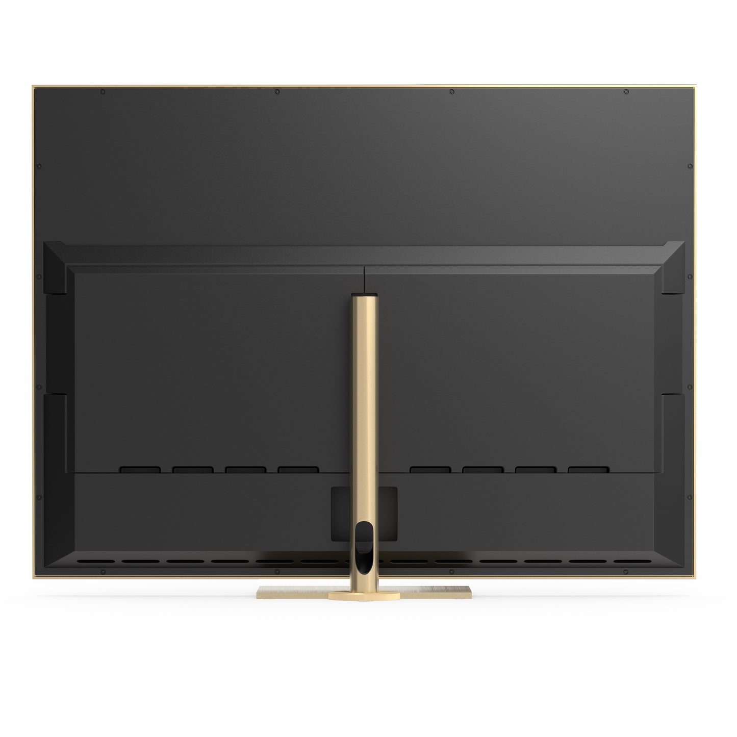 B&O Beovision Contour 48 Zoll Gold Tone - auf Tischstandfuß mit light oak Cover - von hinten