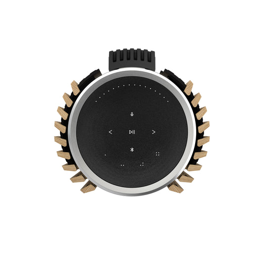 Bedienfeld des BeoLab 28 in silber