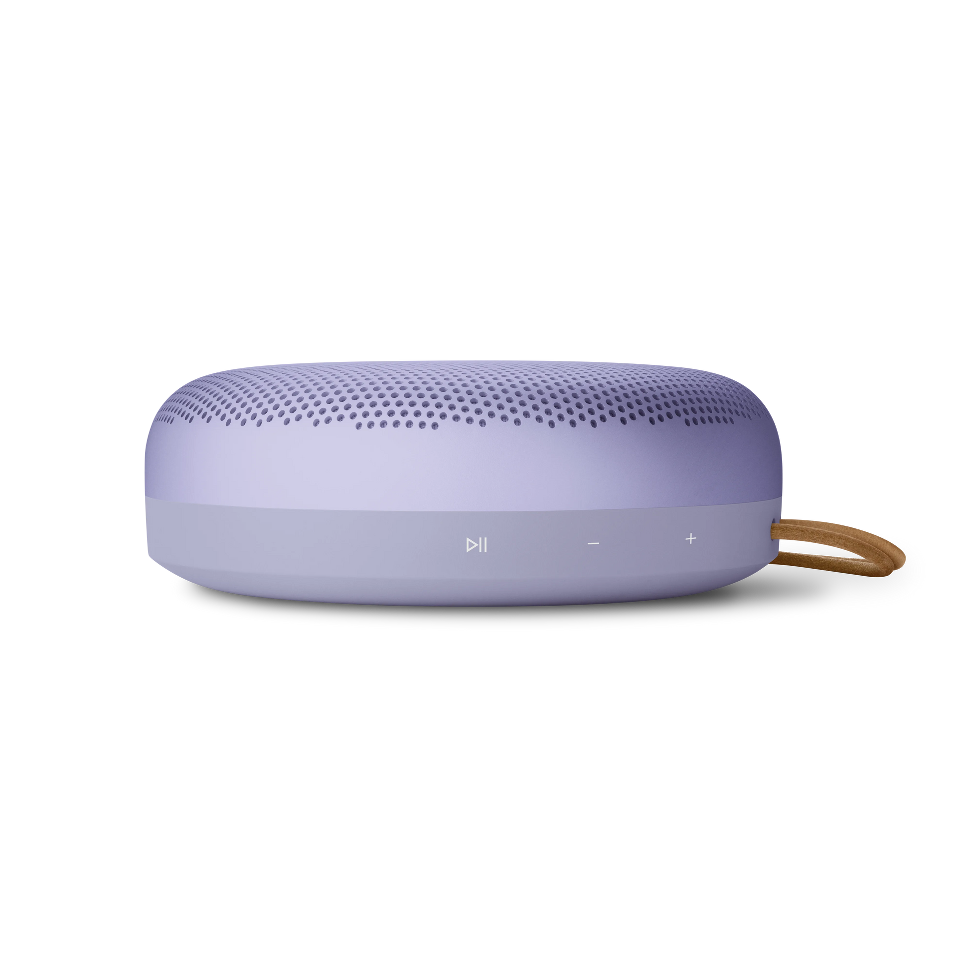 Bang & Olufsen (B&O) Beosound A1 3rd Generation in lavender Purple - Ansicht auf die Bedientasten (Play und Lautstärke)