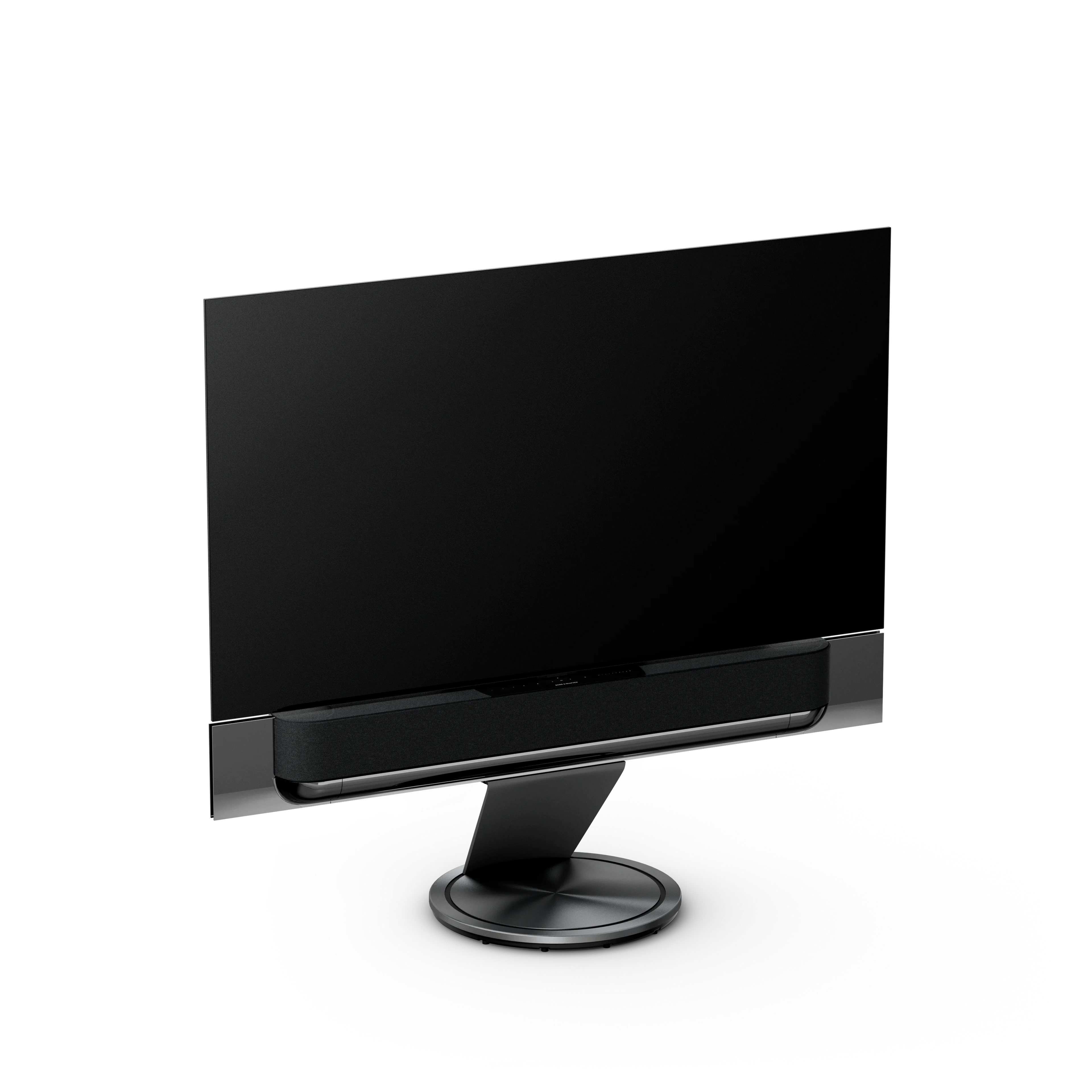 Bang & Olufsen, B&O, Beovision Theatre 65 Zoll Black Anthracite mit Stoffabdeckung auf Bodenstandfuß