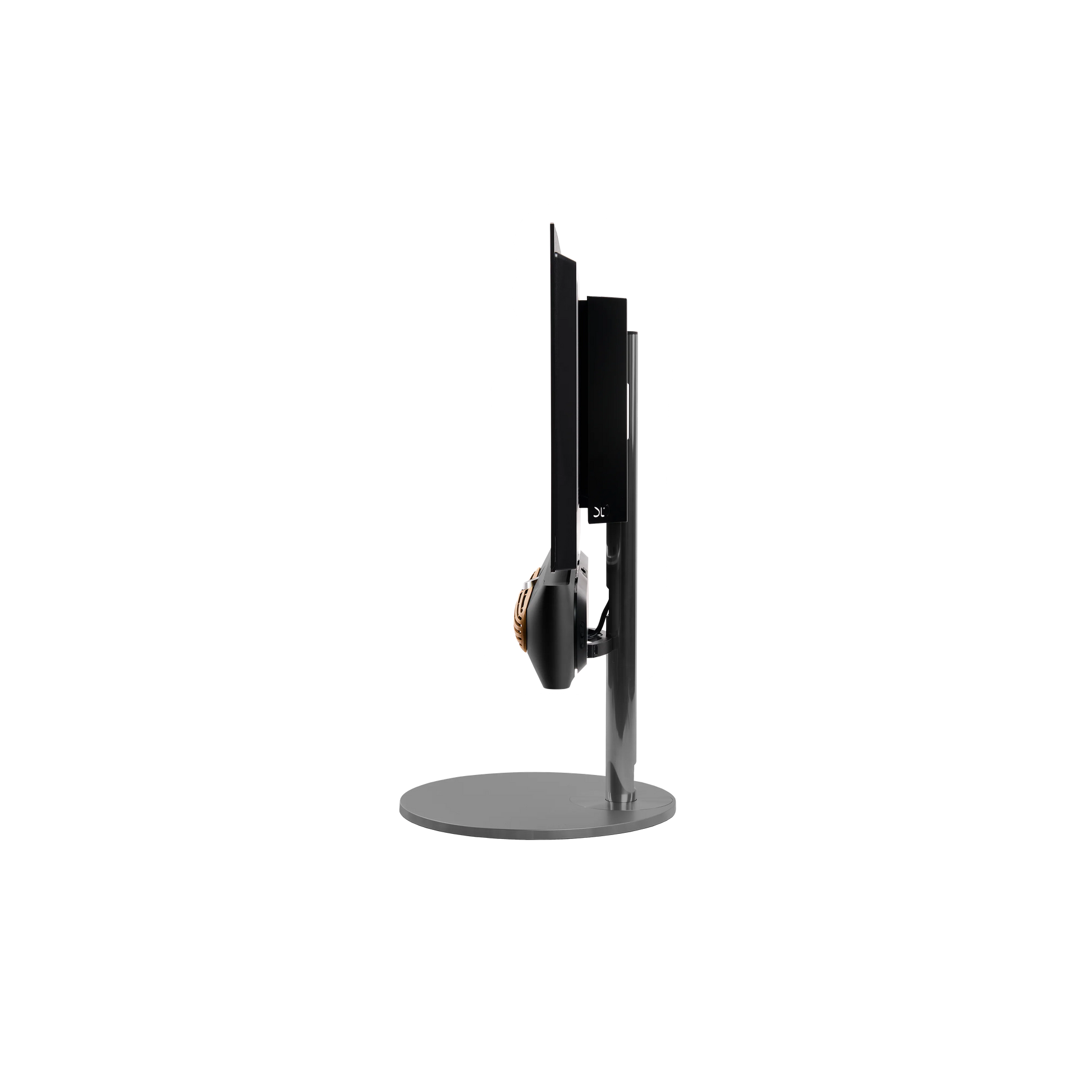 Beosound Premiere in black anthracite auf Bodenstandfuß von stb brackets,  42  Zoll LG OLED Panel - Ansicht von der Seite