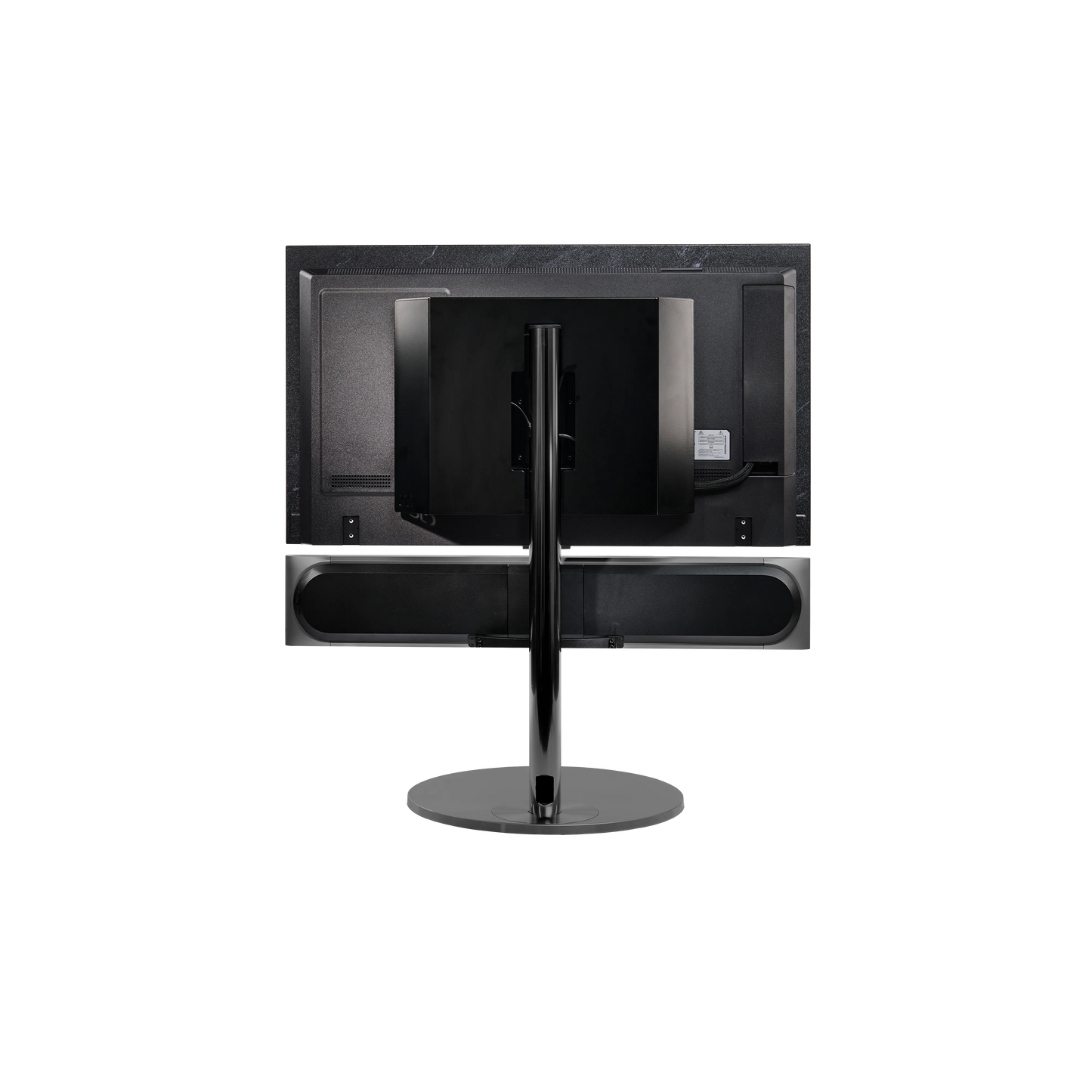 Beosound Premiere in black anthracite auf Bodenstandfuß von stb brackets,  42  Zoll LG OLED Panel - Ansicht von hinten 