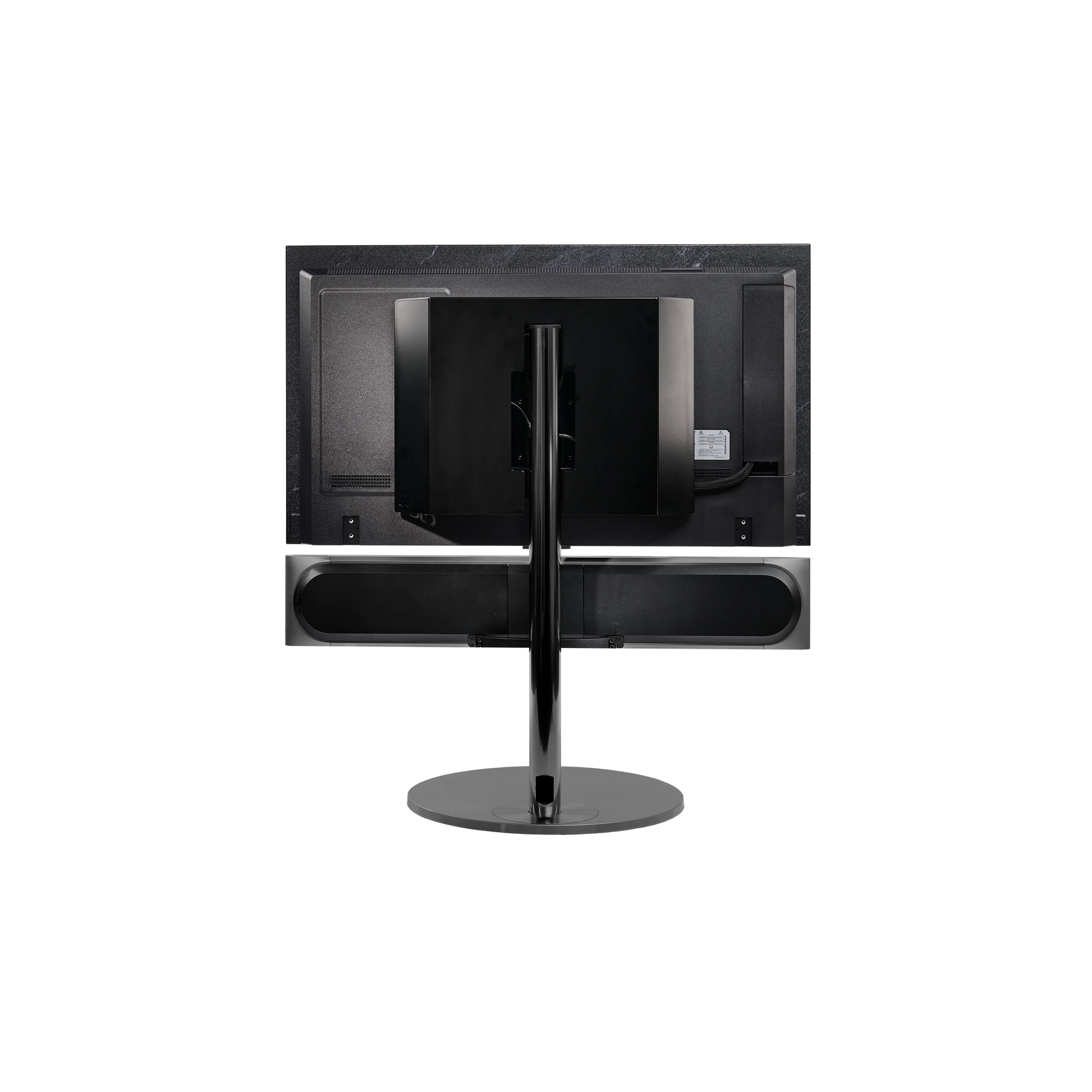 Beosound Premiere in black anthracite auf Bodenstandfuß von stb brackets,  42  Zoll LG OLED Panel - Ansicht von hinten 