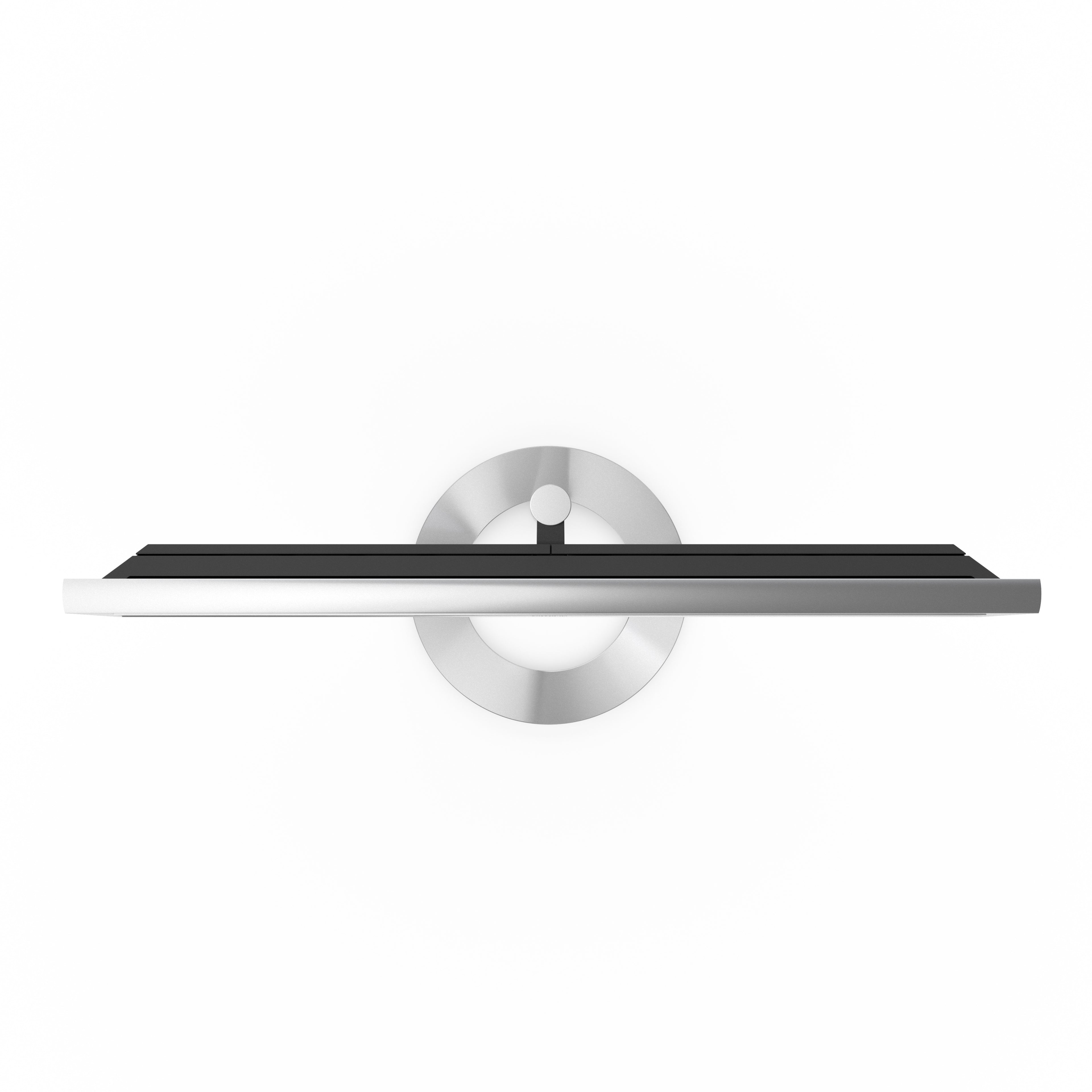 B&O Bang & Olufsen BeoVision Contour 55 Zoll mit silberneme Rahmen auf Bodenstandfuß mit Cover in gey melange von oben