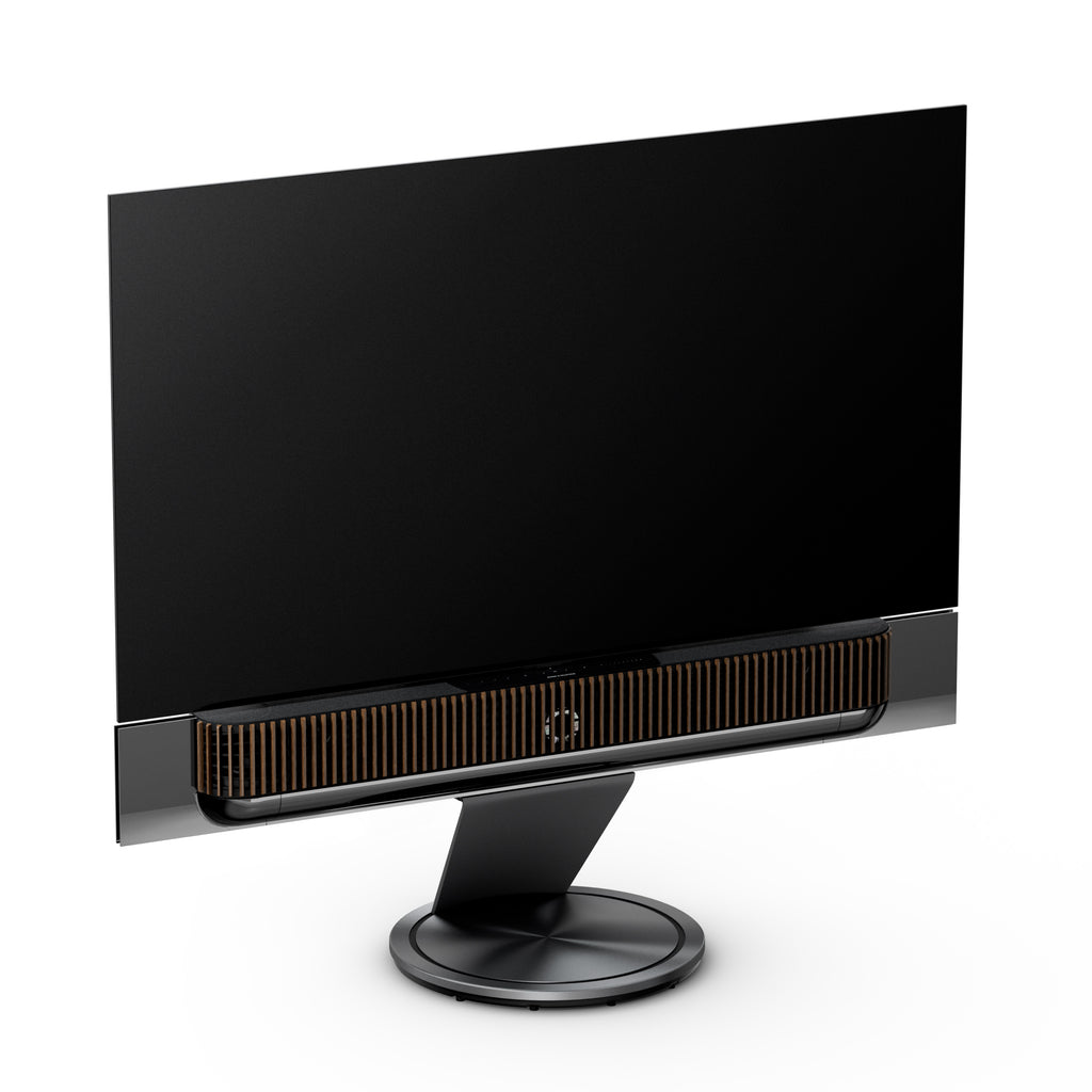 Bang & Olufsen Beovision Theatre 65 Zoll in black anthracite mit Cover in dark oak auf Bodenstandfuß